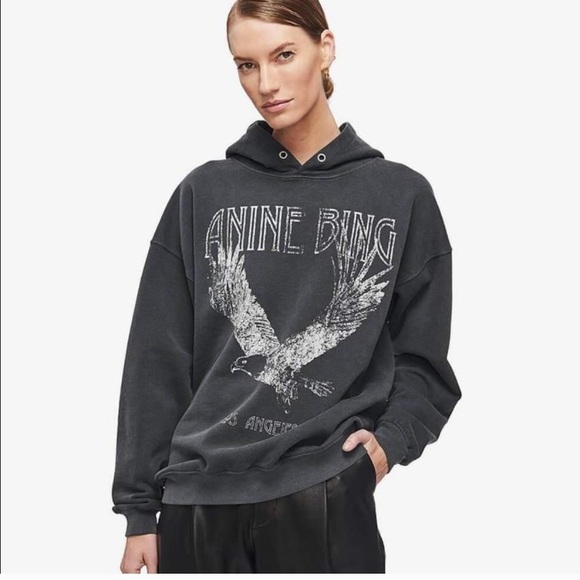 Anine Bing Tops - Anine Bing Rowe Eagle Hoodie Sweatshirt